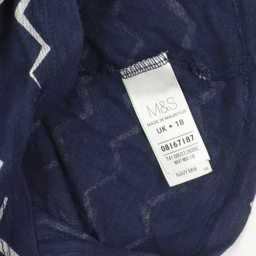Marks and Spencer Blue Geometric T-Shirt Size 18