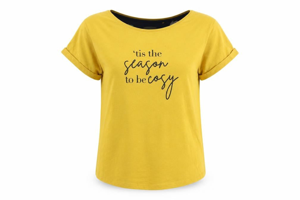 Front view of Next Yellow T-Shirt M Cotton Blend Casual