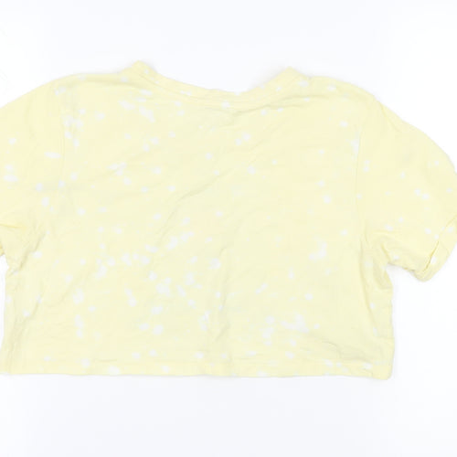 Messy Bun Yellow Cropped T-Shirt - Size S