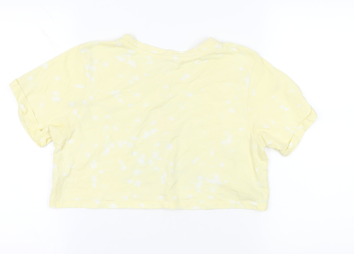 Messy Bun Yellow Cropped T-Shirt - Size S