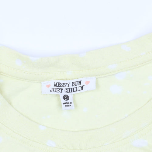 Messy Bun Yellow Cropped T-Shirt - Size S