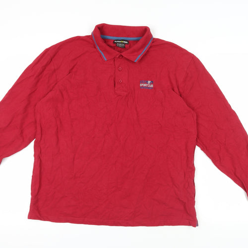 Atlas For Men Red Long Sleeve Polo Size L