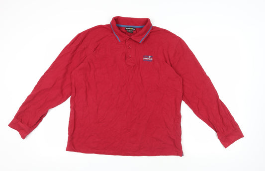 Atlas For Men Red Long Sleeve Polo Size L