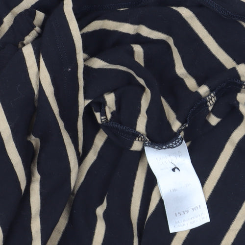 Marks and Spencer Black Beige Striped Top, Size 10