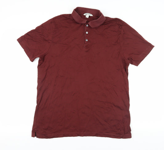 Marks and Spencer Burgundy Polo Shirt, Men's Large