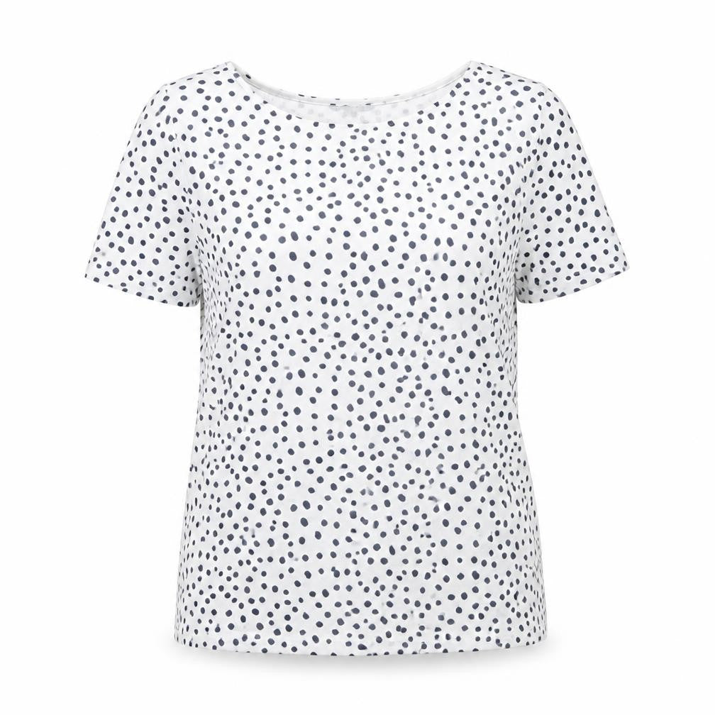 Front view of Bonmarché White Polka Dot T-Shirt Boat Neck, size 16