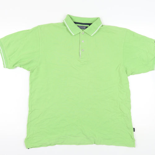 Maine Green Polo Shirt M Men Short Sleeve Cotton Casual