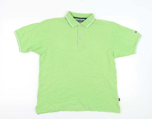 Maine Green Polo Shirt M Men Short Sleeve Cotton Casual