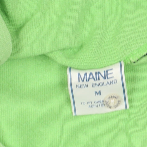 Maine Green Polo Shirt M Men Short Sleeve Cotton Casual