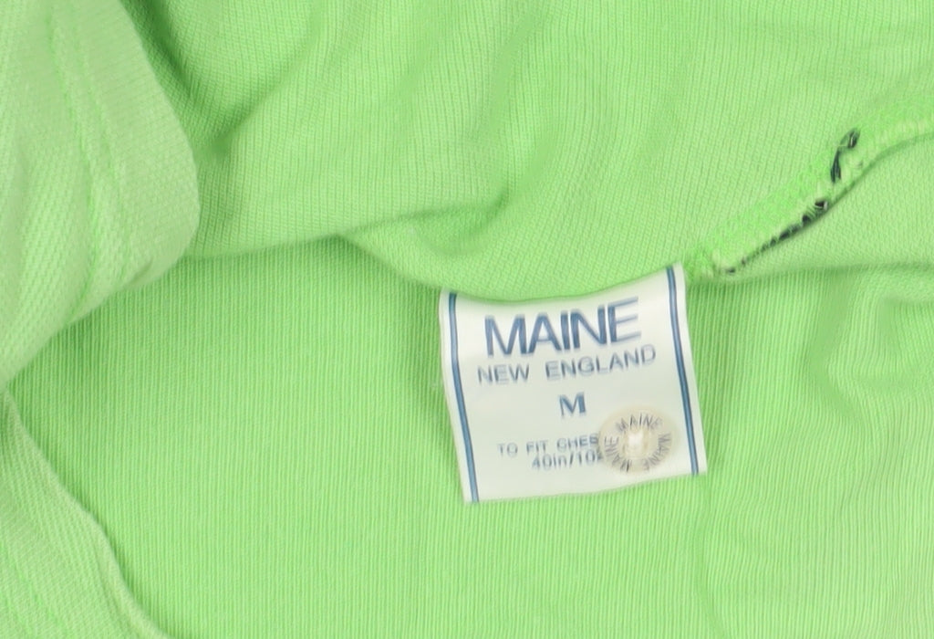 Maine Green Polo Shirt M Men Short Sleeve Cotton Casual