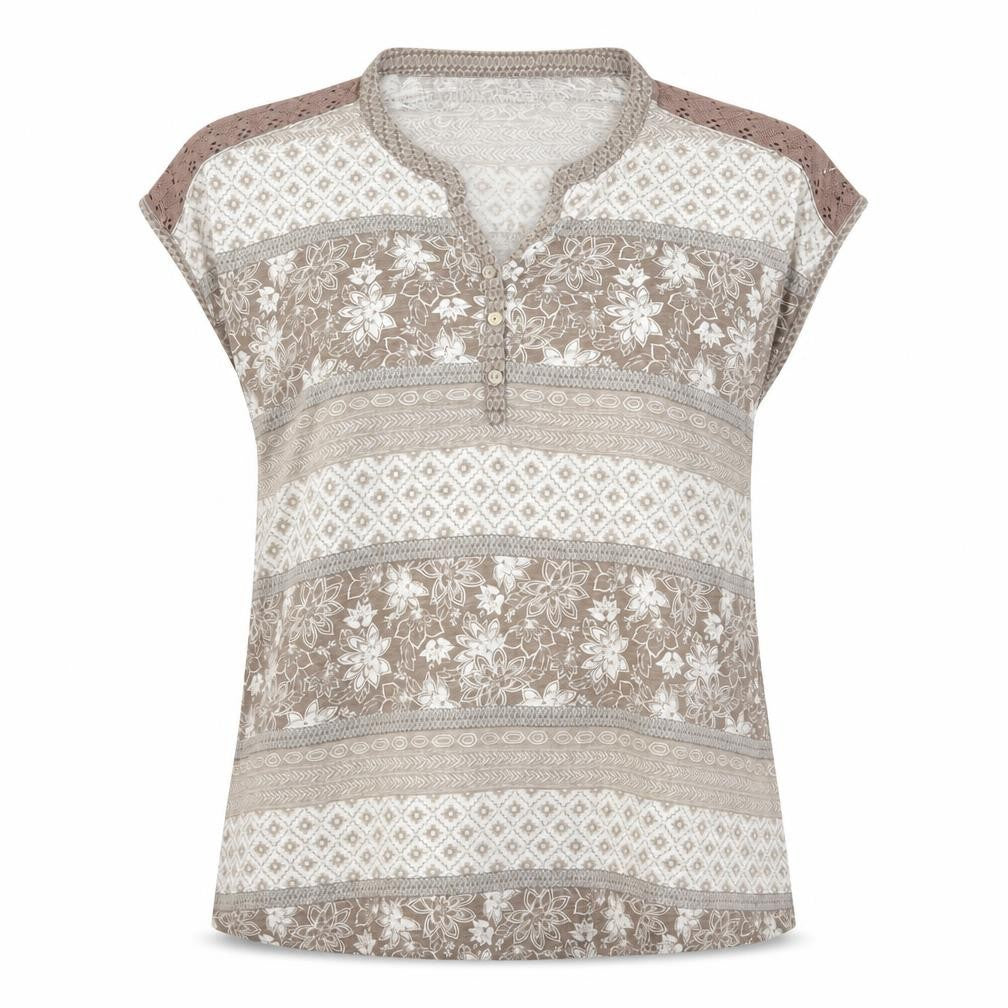Bonmarché Brown Floral Blouse, Size 16, Casual Comfort