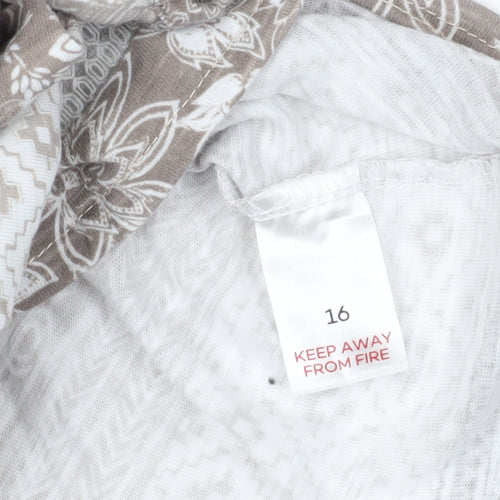 Bonmarché Brown Floral Blouse, Size 16, Casual Comfort