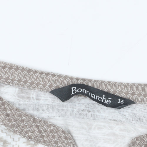 Bonmarché Brown Floral Blouse, Size 16, Casual Comfort