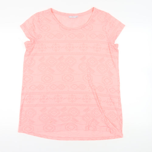 Red Herring Pink Geometric T-Shirt, M, Summer Casual