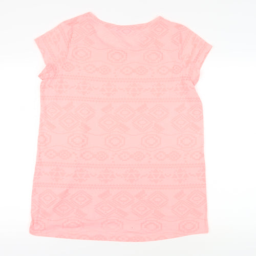 Red Herring Pink Geometric T-Shirt, M, Summer Casual