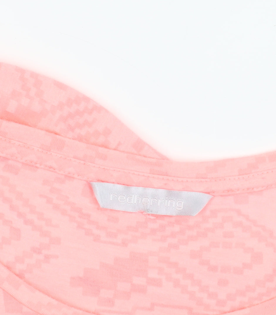 Red Herring Pink Geometric T-Shirt, M, Summer Casual