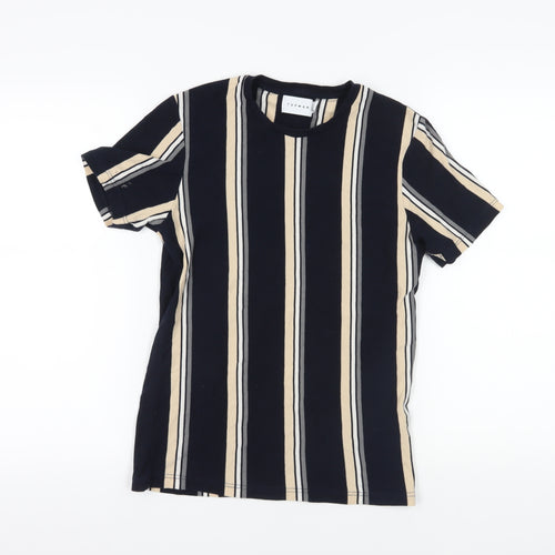Topman XS Striped T-Shirt Black Beige