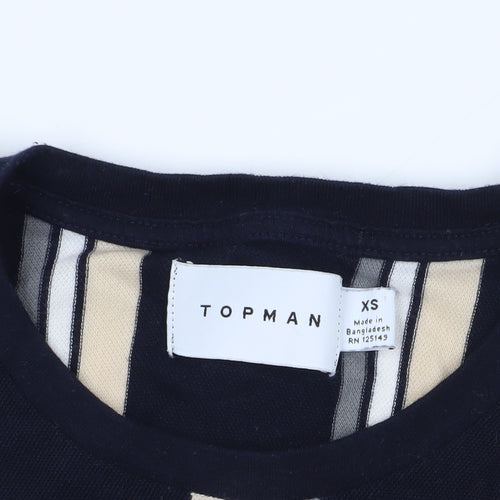Topman XS Striped T-Shirt Black Beige