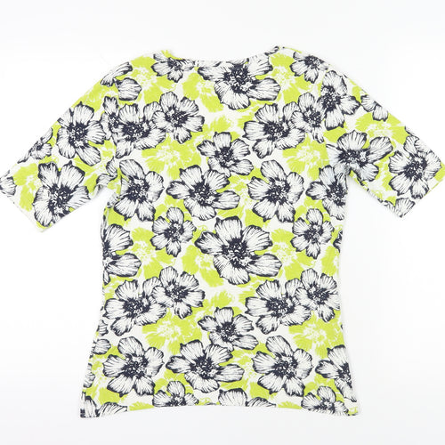 M&Co Floral T-Shirt, Size 14 Multicoloured, V-Neck