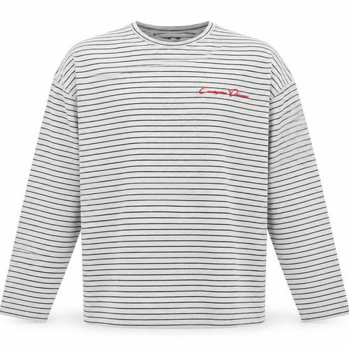 boohooMAN Grey Striped Long Sleeve T-Shirt XS