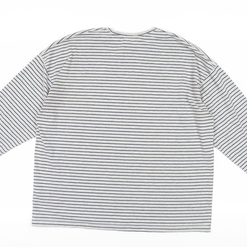 boohooMAN Grey Striped Long Sleeve T-Shirt XS