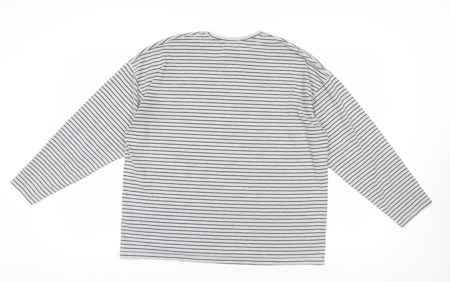 boohooMAN Grey Striped Long Sleeve T-Shirt XS