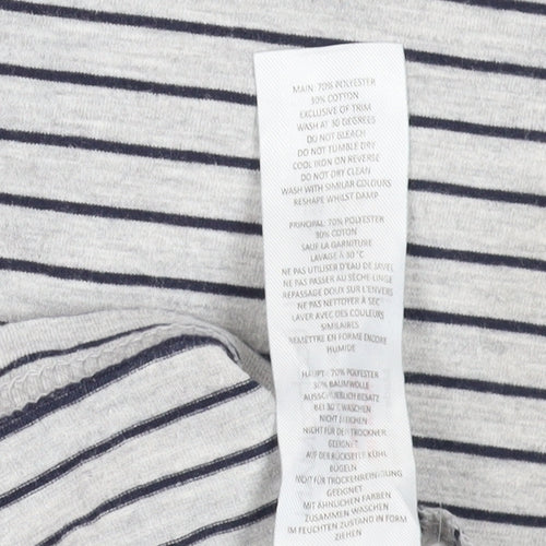 boohooMAN Grey Striped Long Sleeve T-Shirt XS