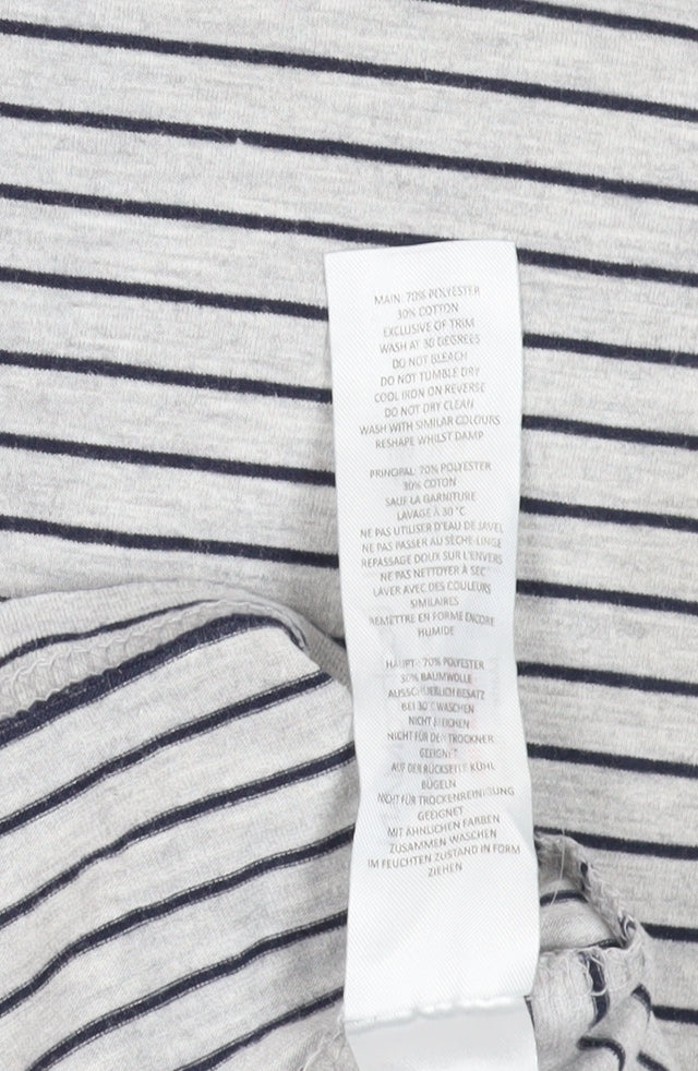 boohooMAN Grey Striped Long Sleeve T-Shirt XS
