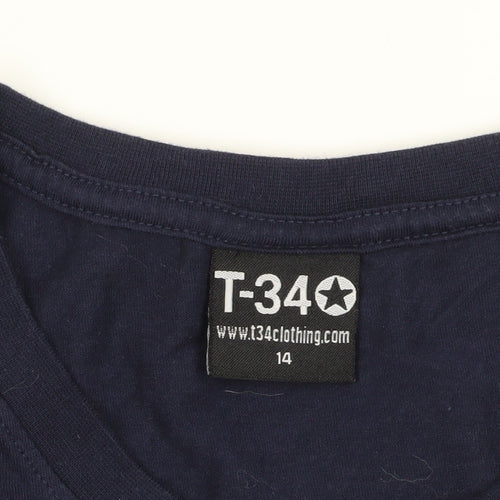 T-34 Blue T-Shirt, Size 14, Crew Neck Classic