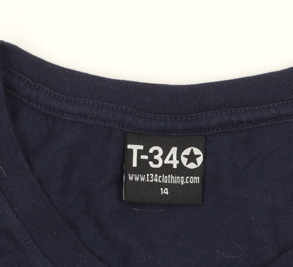 T-34 Blue T-Shirt, Size 14, Crew Neck Classic