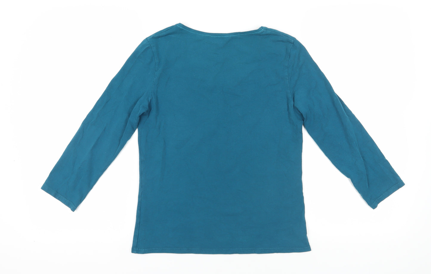 Hobbs Blue 3/4 Sleeve Cotton T-Shirt M