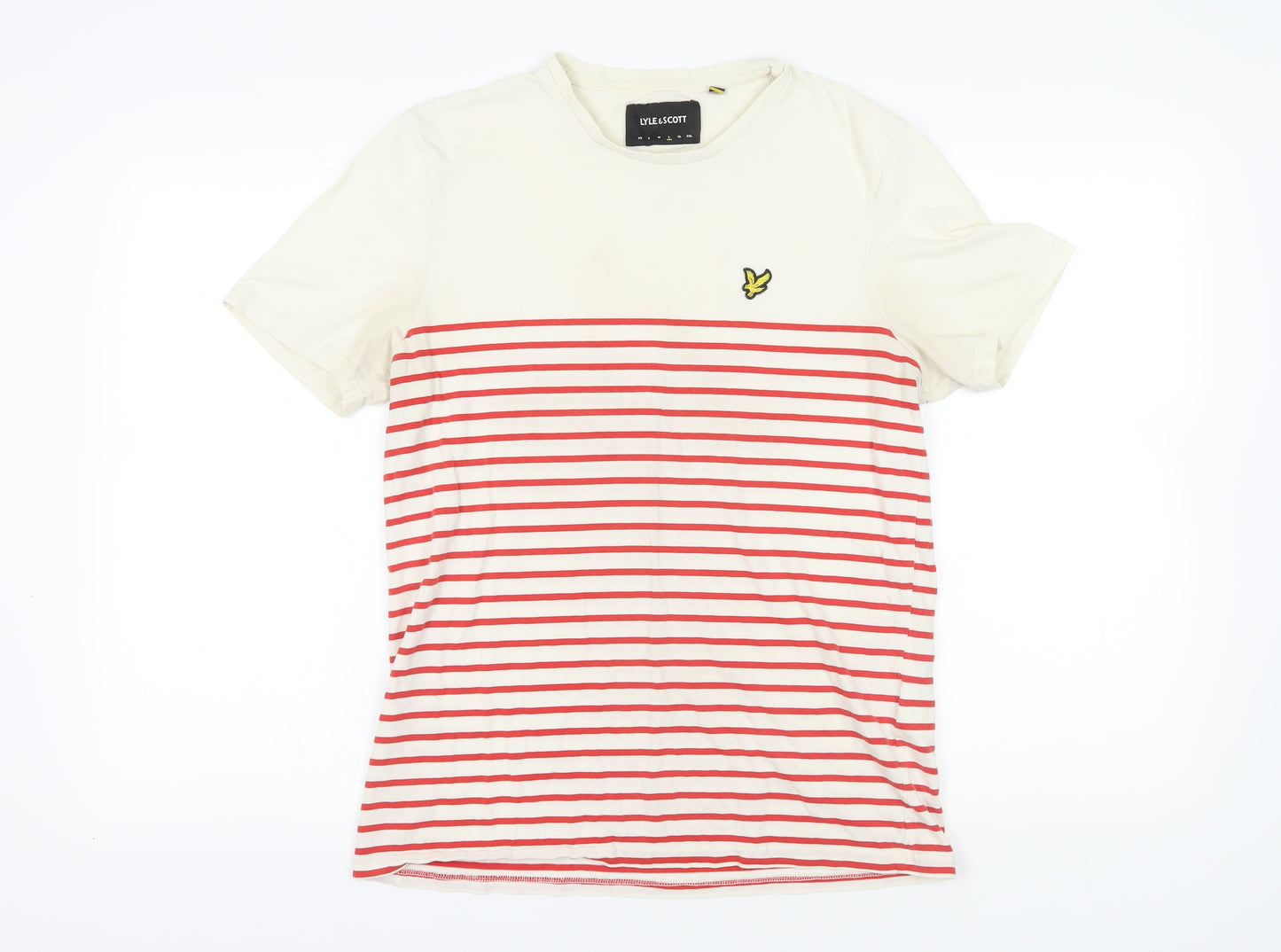 Lyle & Scott Beige Red Striped T-Shirt Size L