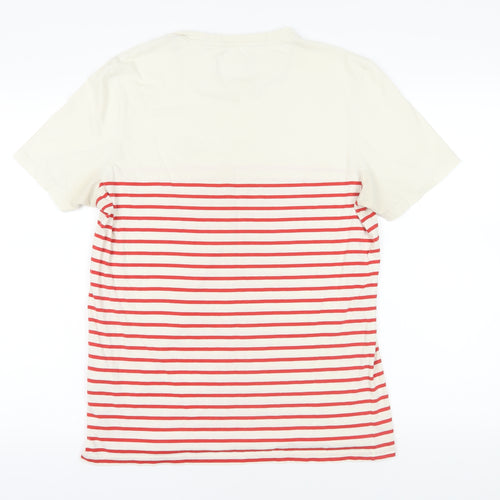 Lyle & Scott Beige Red Striped T-Shirt Size L