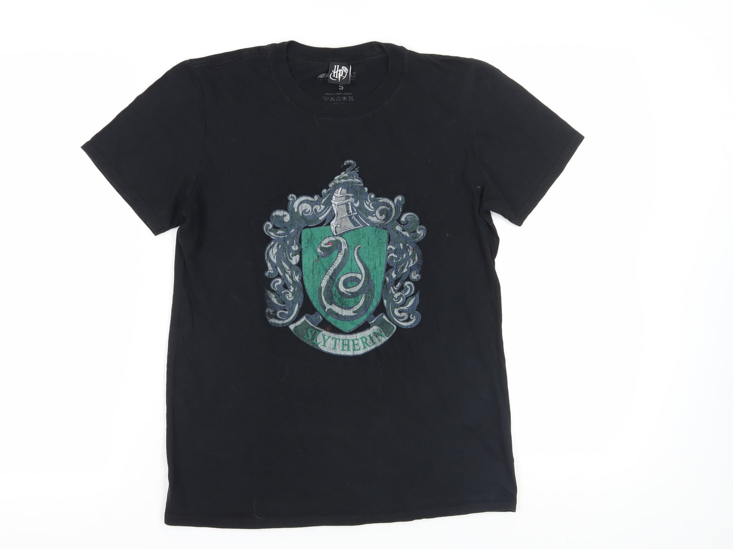 Absolute Cult Slytherin Black T-Shirt, Size S, 100% Cotton