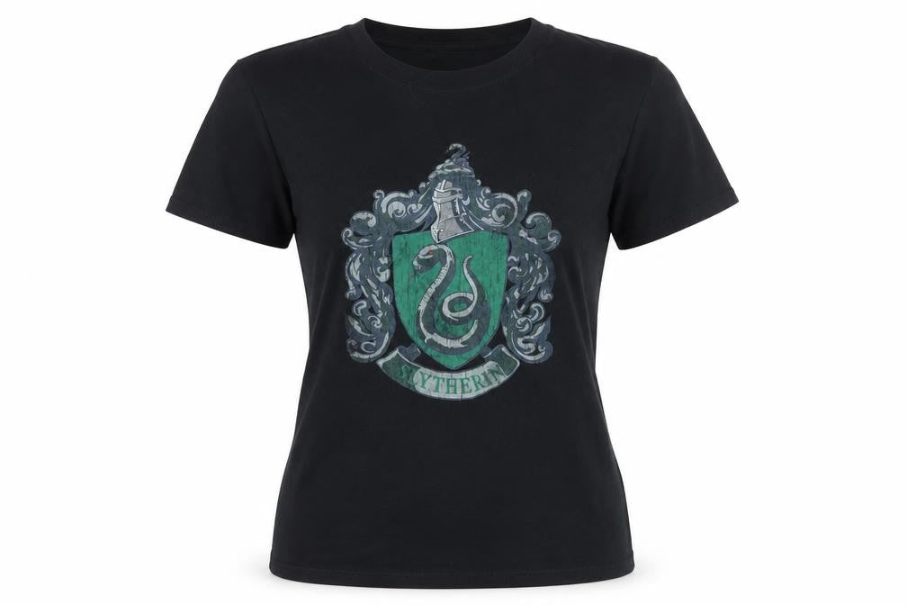 Absolute Cult Slytherin Black T-Shirt, Size S, 100% Cotton