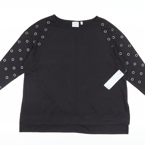 Cyrus Black 3/4 Sleeve Grommet T-Shirt, Size L