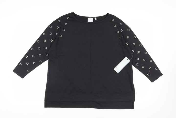 Cyrus Black 3/4 Sleeve Grommet T-Shirt, Size L