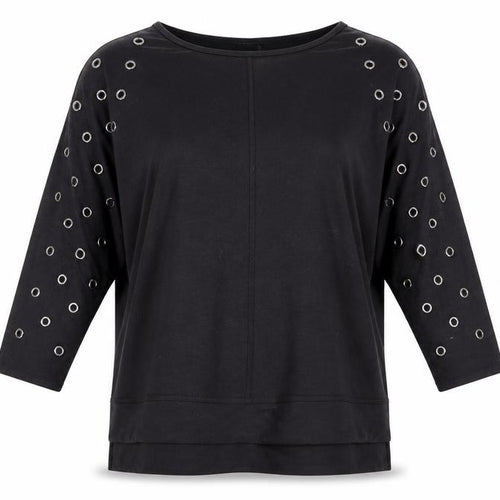 Cyrus Black 3/4 Sleeve Grommet T-Shirt, Size L