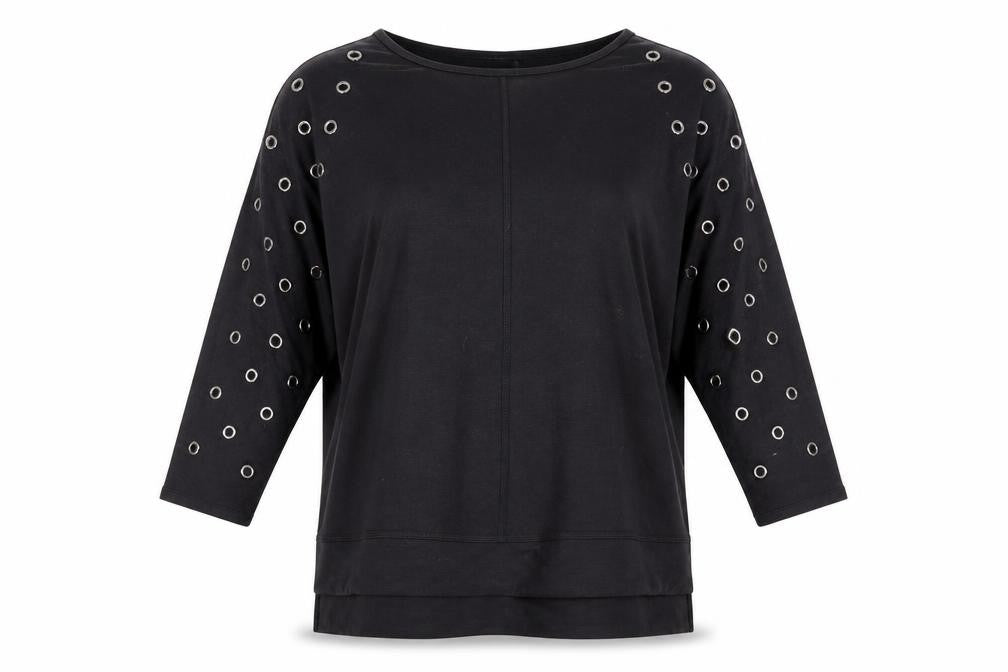Cyrus Black 3/4 Sleeve Grommet T-Shirt, Size L