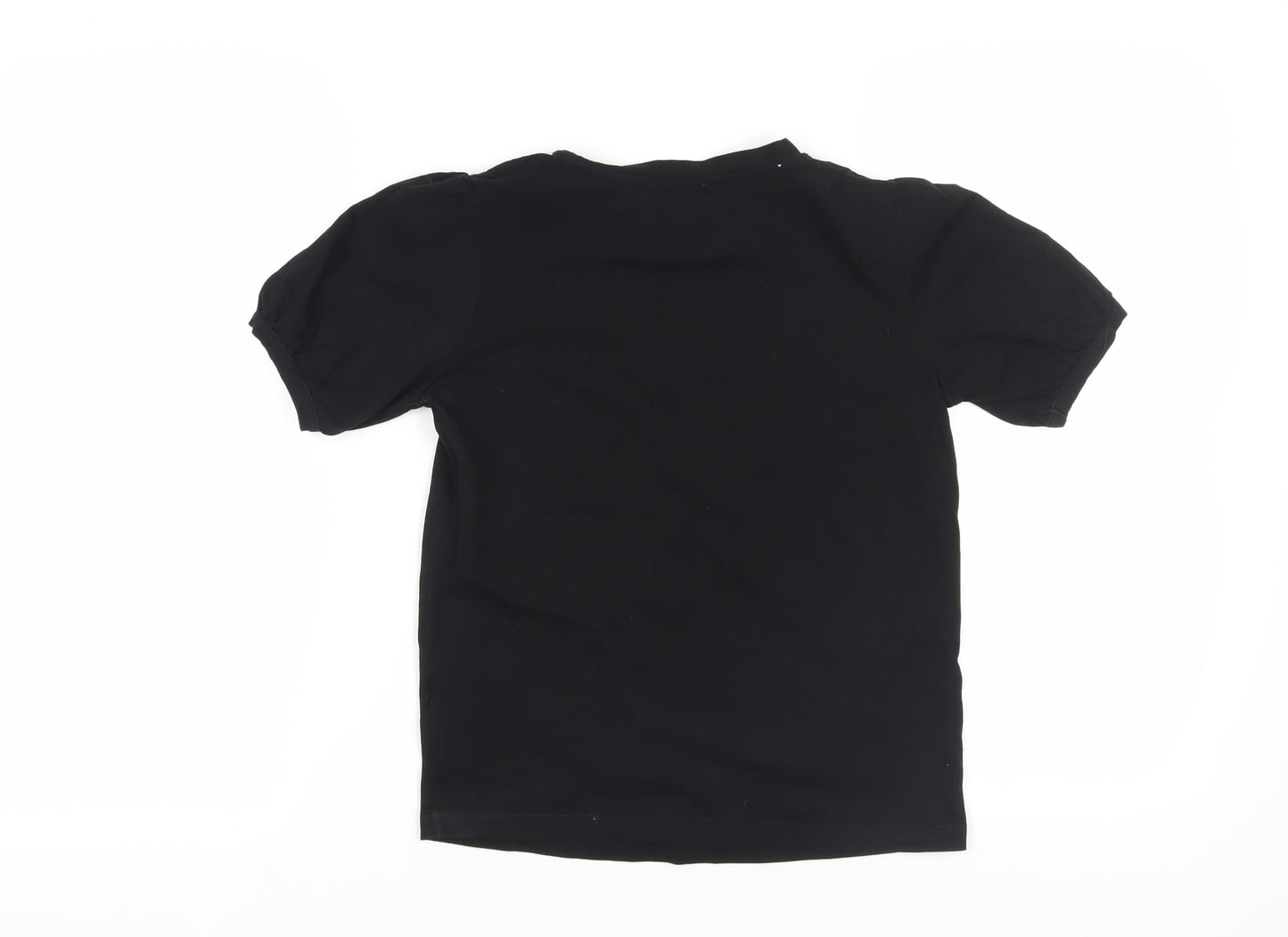 Warehouse Black Embroidered Cotton T-Shirt Size 6