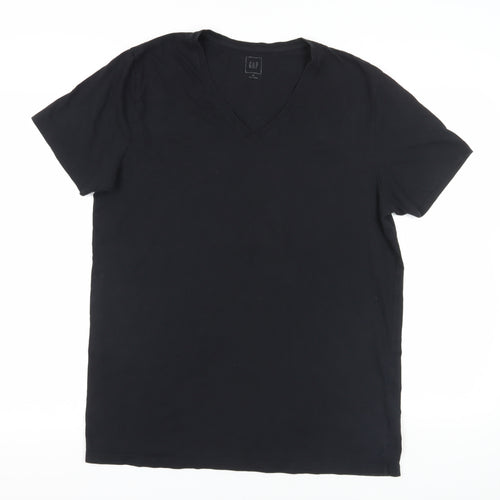 Gap Black V-Neck Men's Cotton T-Shirt XL