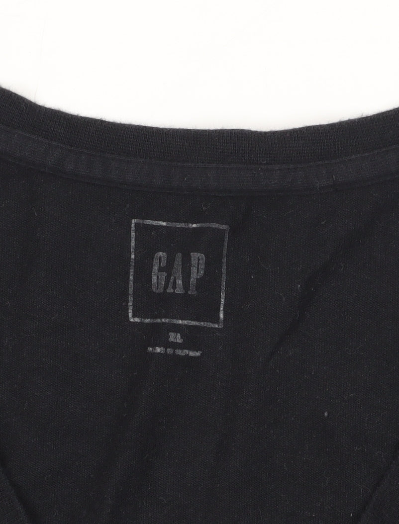 Gap Black V-Neck Men's Cotton T-Shirt XL