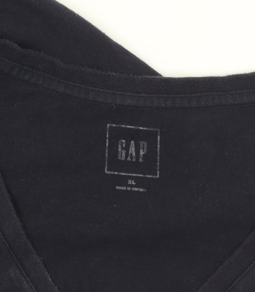 Gap Black V-Neck T-Shirt XL