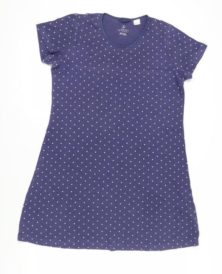 Lands' End Blue Polka Dot T-Shirt Dress S