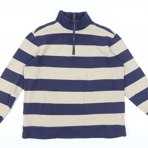 Marks and Spencer Blue Striped Full Zip Jumper, M