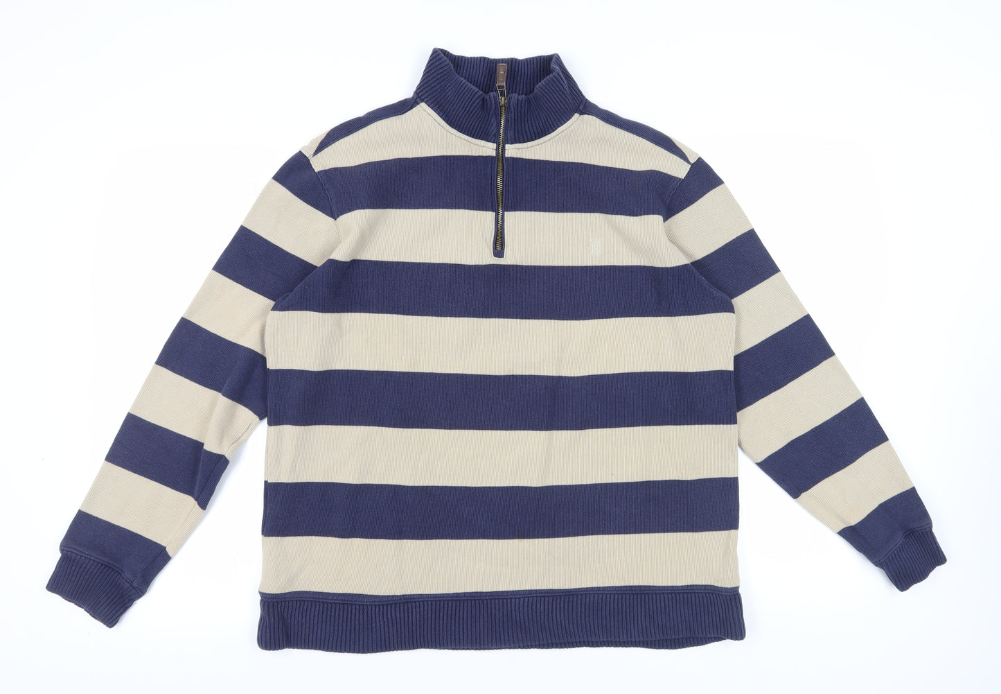 Marks and Spencer Blue Striped Full Zip Jumper, M