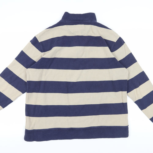 Marks and Spencer Blue Striped Full Zip Jumper, M