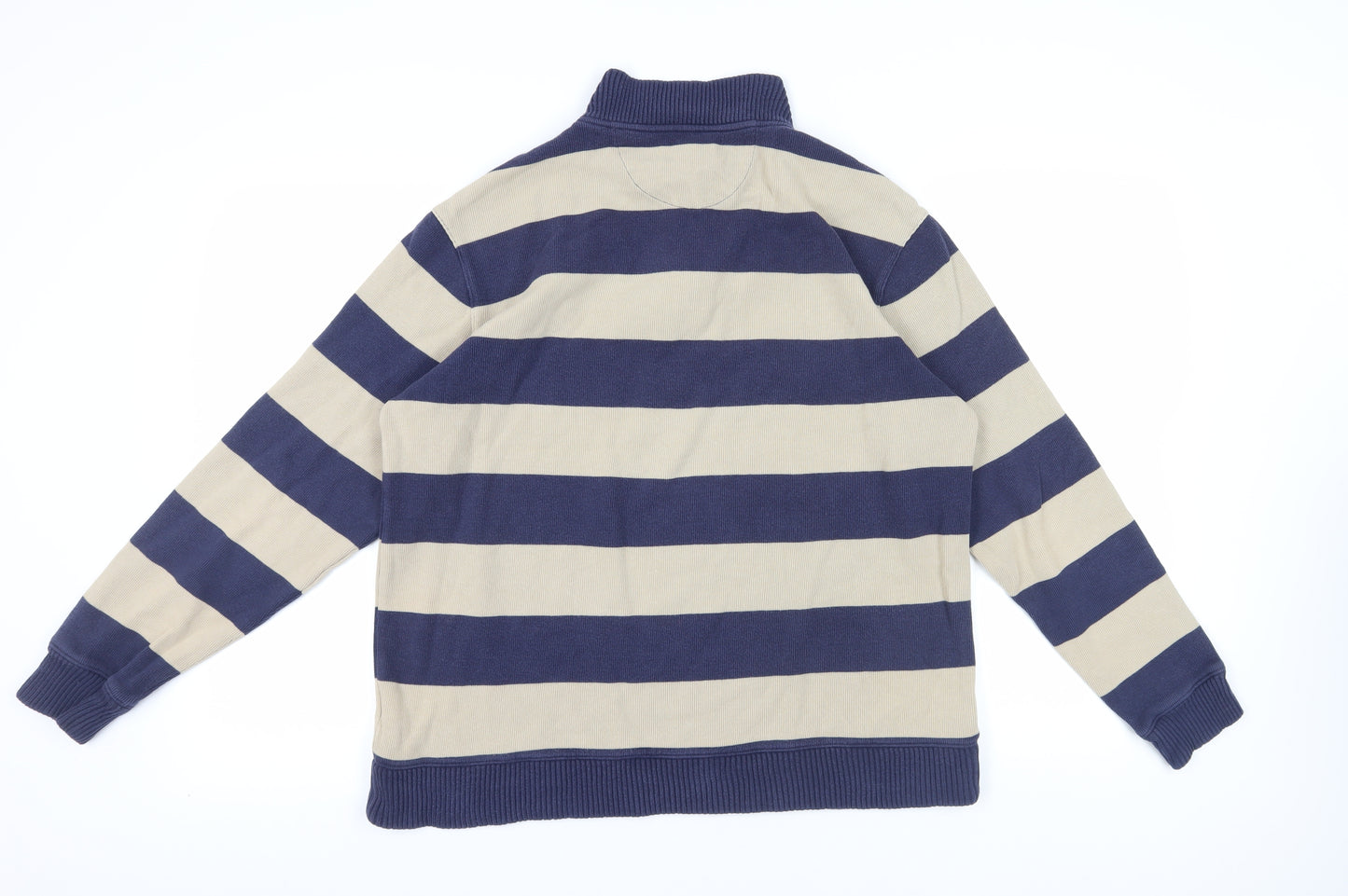 Marks and Spencer Blue Striped Full Zip Jumper, M