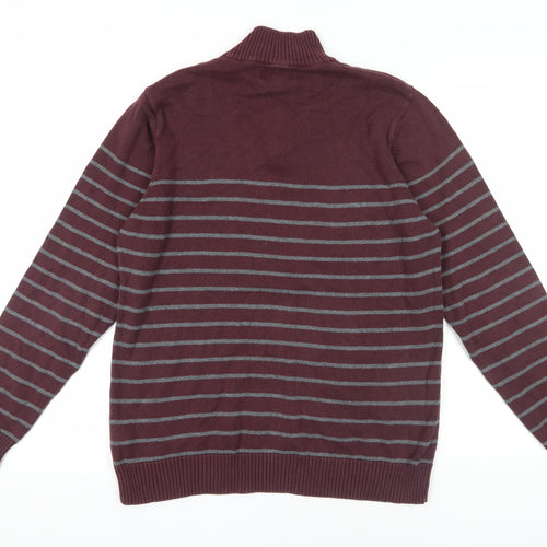 Marks & Spencer Burgundy Striped Cotton Jumper M