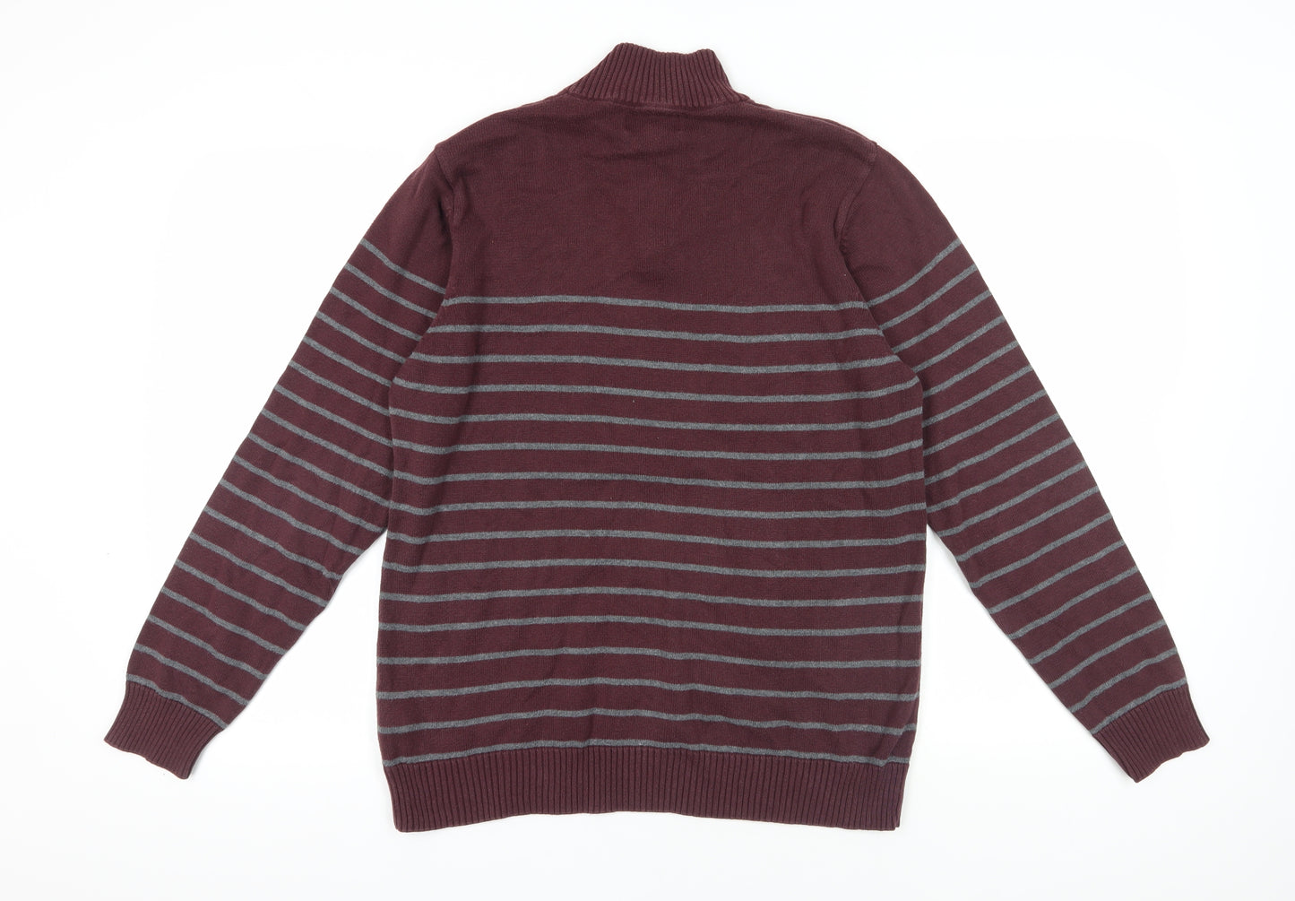 Marks & Spencer Burgundy Striped Cotton Jumper M